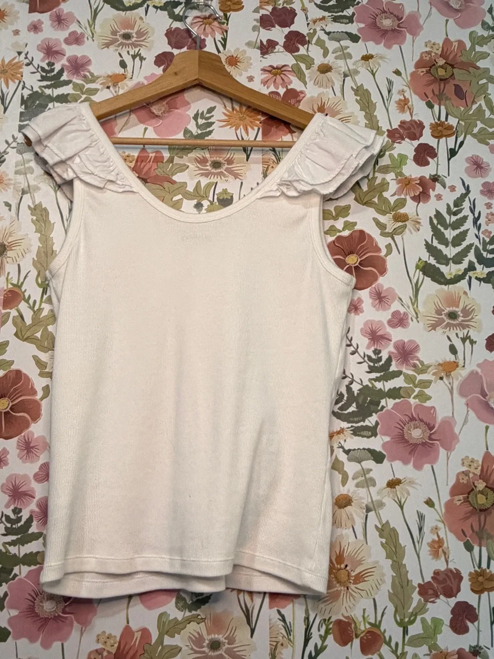 Old Navy White Ruffle-Shoulder Tank Top - Picture 8 of 15